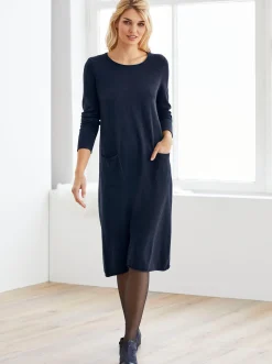 Basics|Kleider|heine Strickkleid im Viskose-Baumwoll-Mix marine