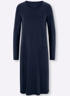 Basics|Kleider|heine Strickkleid im Viskose-Baumwoll-Mix marine