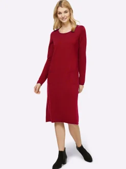 Basics|heine Strickkleid im Viskose-Baumwoll-Mix dunkelrot