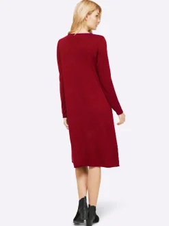 Basics|heine Strickkleid im Viskose-Baumwoll-Mix dunkelrot