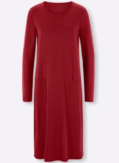 Basics|heine Strickkleid im Viskose-Baumwoll-Mix dunkelrot