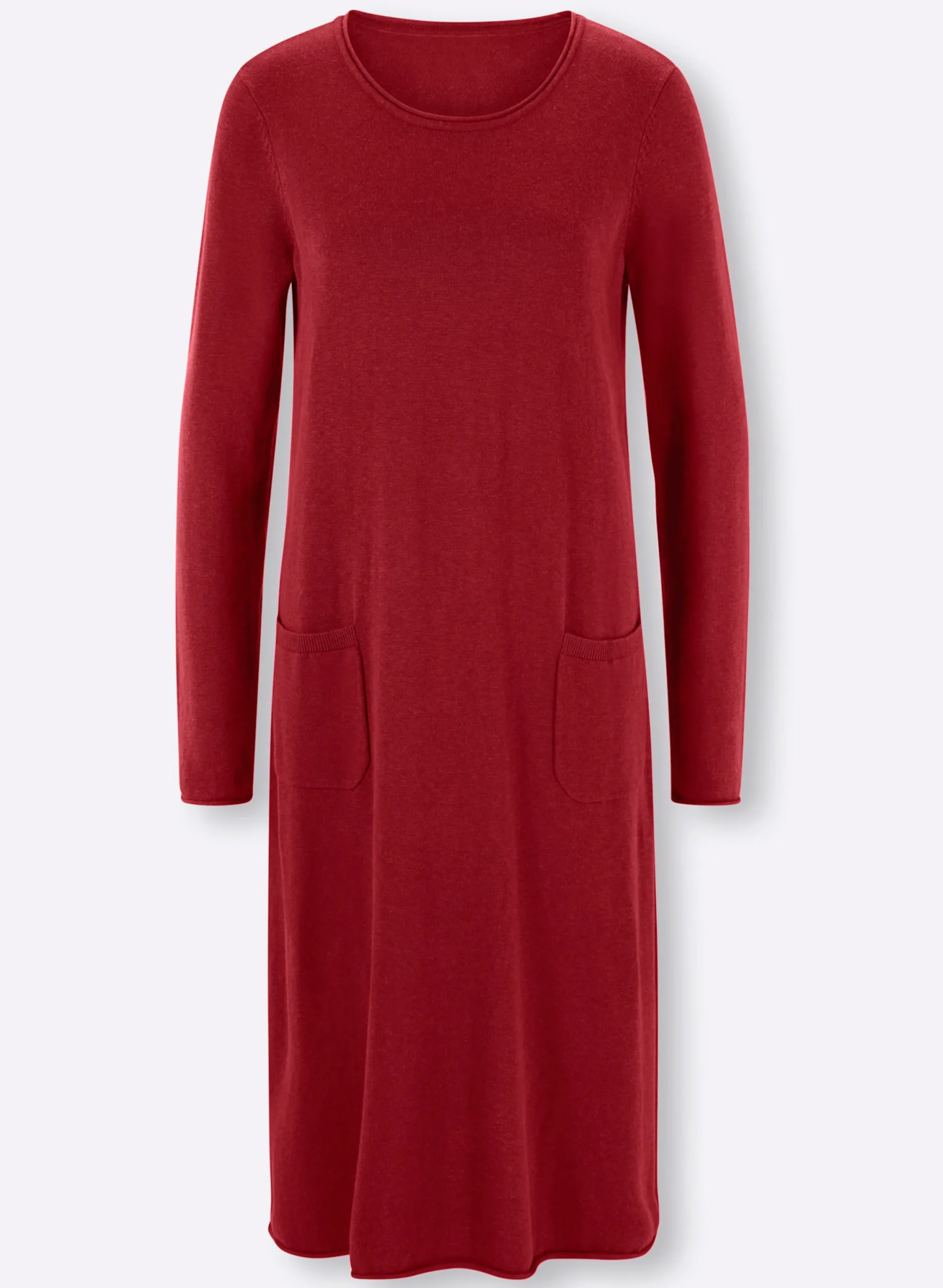 Basics|heine Strickkleid im Viskose-Baumwoll-Mix dunkelrot