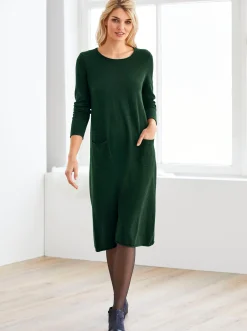 Basics|heine Strickkleid im Viskose-Baumwoll-Mix moos
