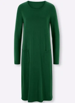 Basics|heine Strickkleid im Viskose-Baumwoll-Mix moos