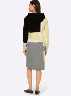 Kleider|heine Strickkleid in Patchwork-Optik schwarz-grau-gemustert