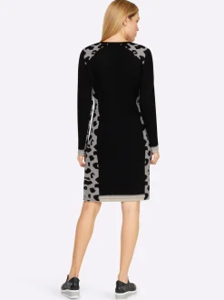 Kleider|heine Strickkleid mit Leo-Muster schwarz