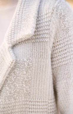 Strickjacken|heine Strickmantel im Karomuster ecru-beige-gemustert