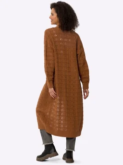 Strickjacken|heine Strickmantel mit Ajourmuster cognac