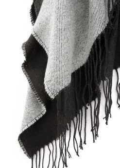 Strickjacken|LASCANA Strickponcho grau-schwarz