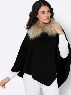Strickjacken| Strickponcho schwarz