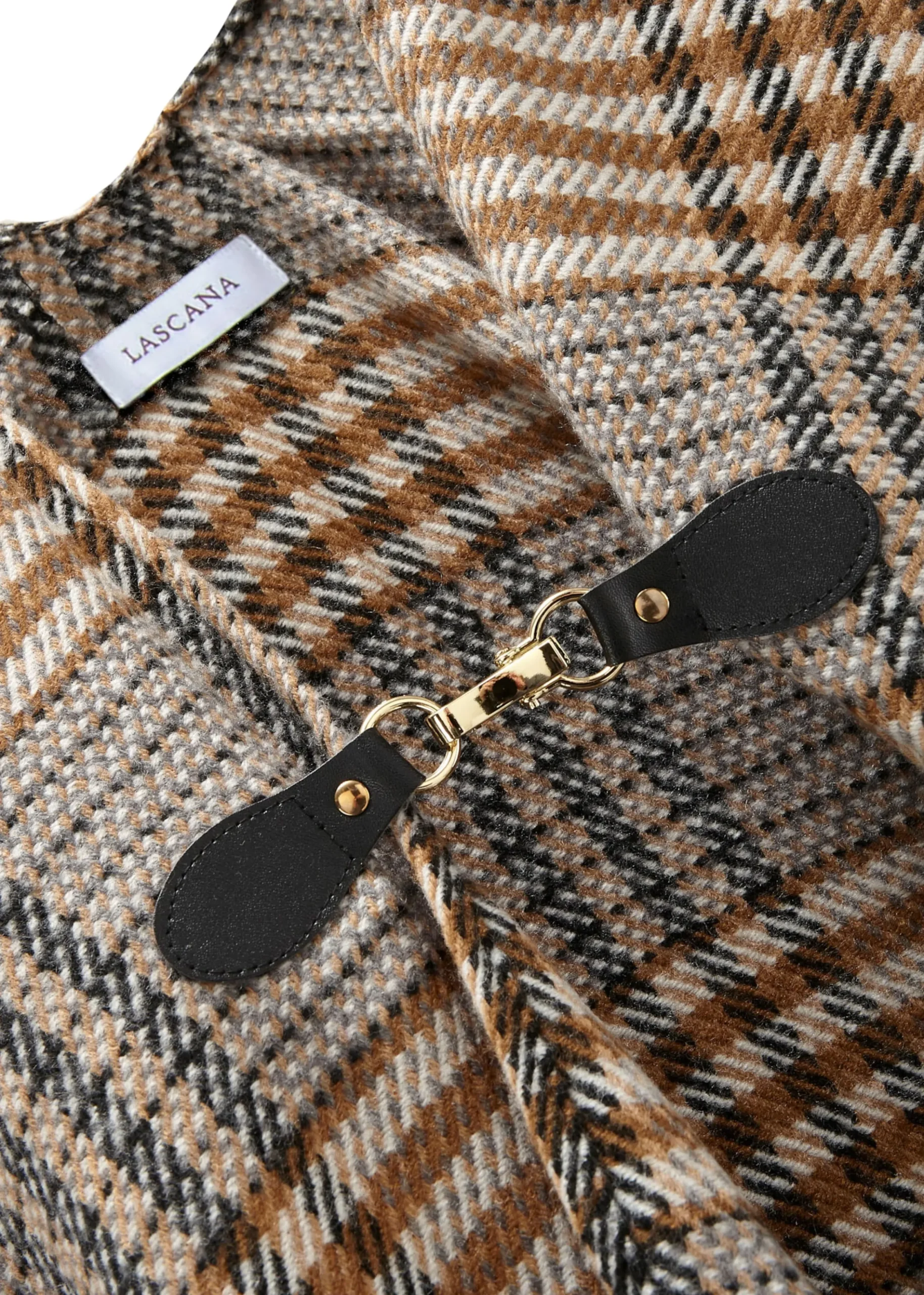 Strickjacken|LASCANA Strickponcho grau-braun