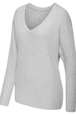 Pullover| Strickpullover hellgrau-meliert