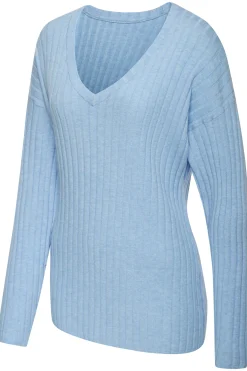 Pullover| Strickpullover blau-meliert