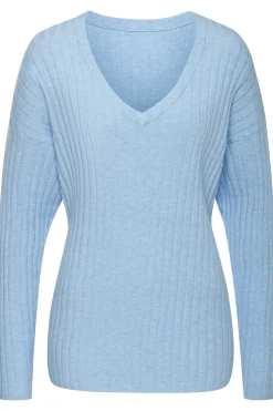 Pullover| Strickpullover blau-meliert