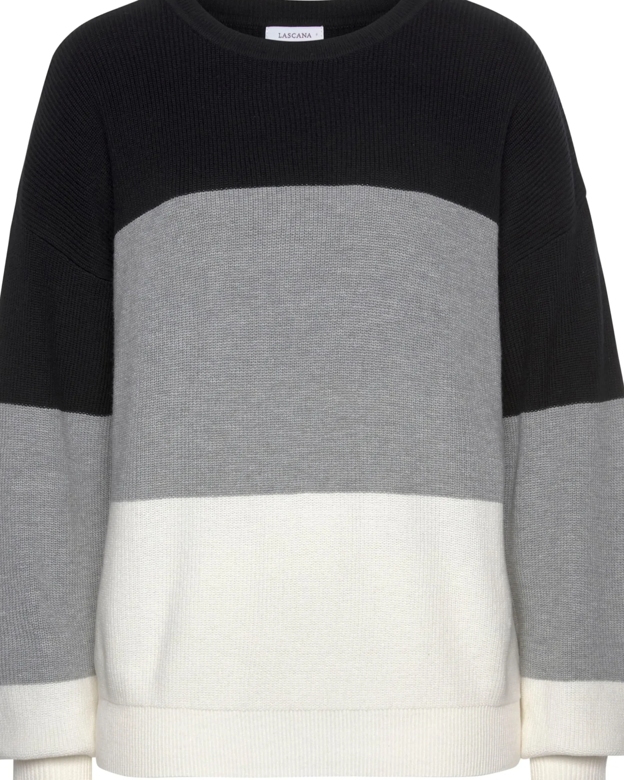 Strandmode|LASCANA Strickpullover schwarz-grau-creme