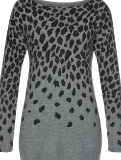 Strandmode|Pullover|LASCANA Strickpullover grau-meliert-leo