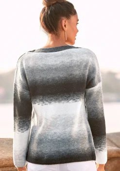 Strandmode|Vivance Strickpullover schwarz-weiß-grau