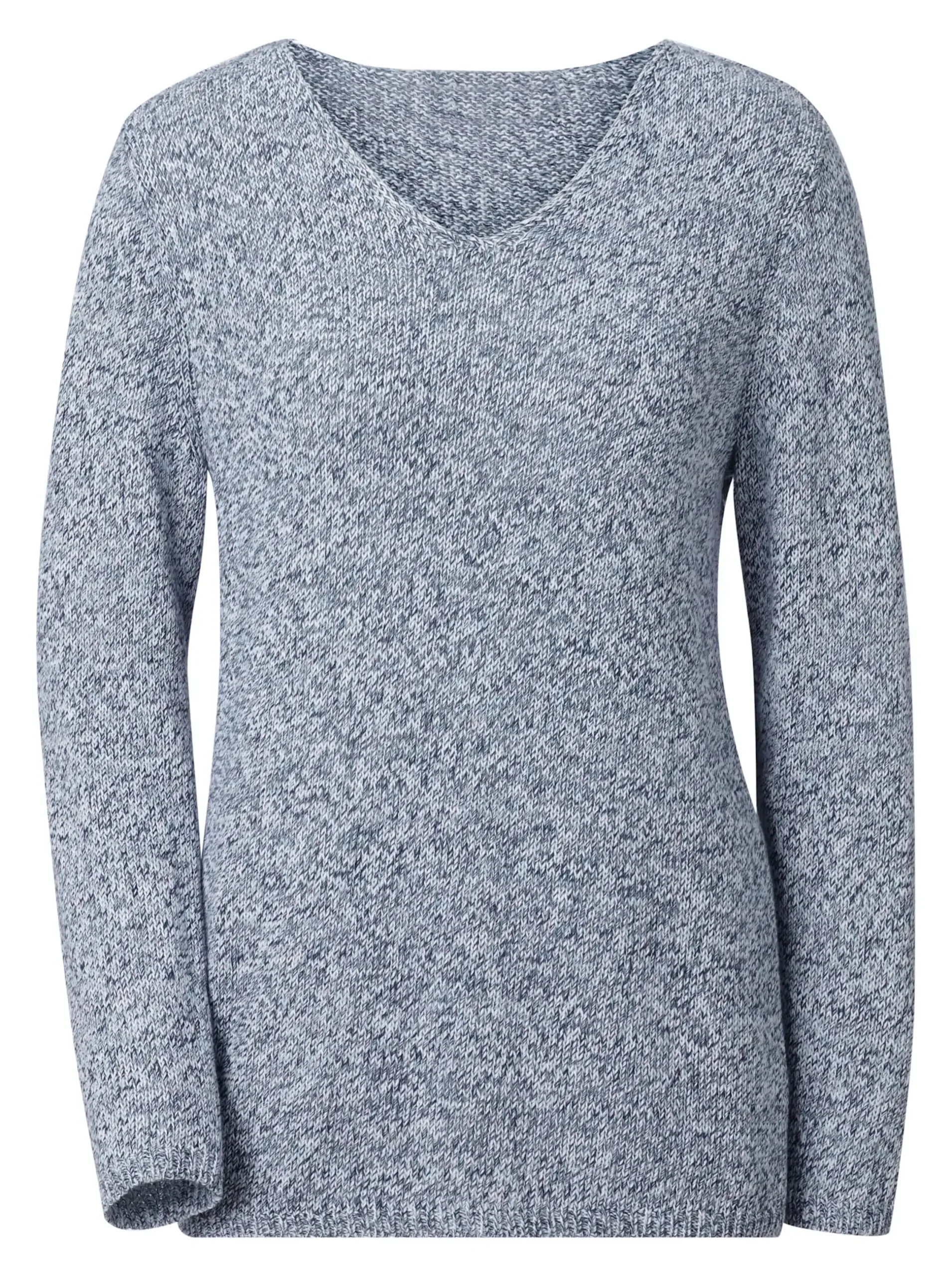 Pullover| Strickpullover aus Melangegarn blau-meliert