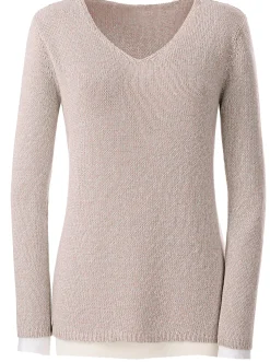 Pullover| Strickpullover aus Melangegarn beige-meliert