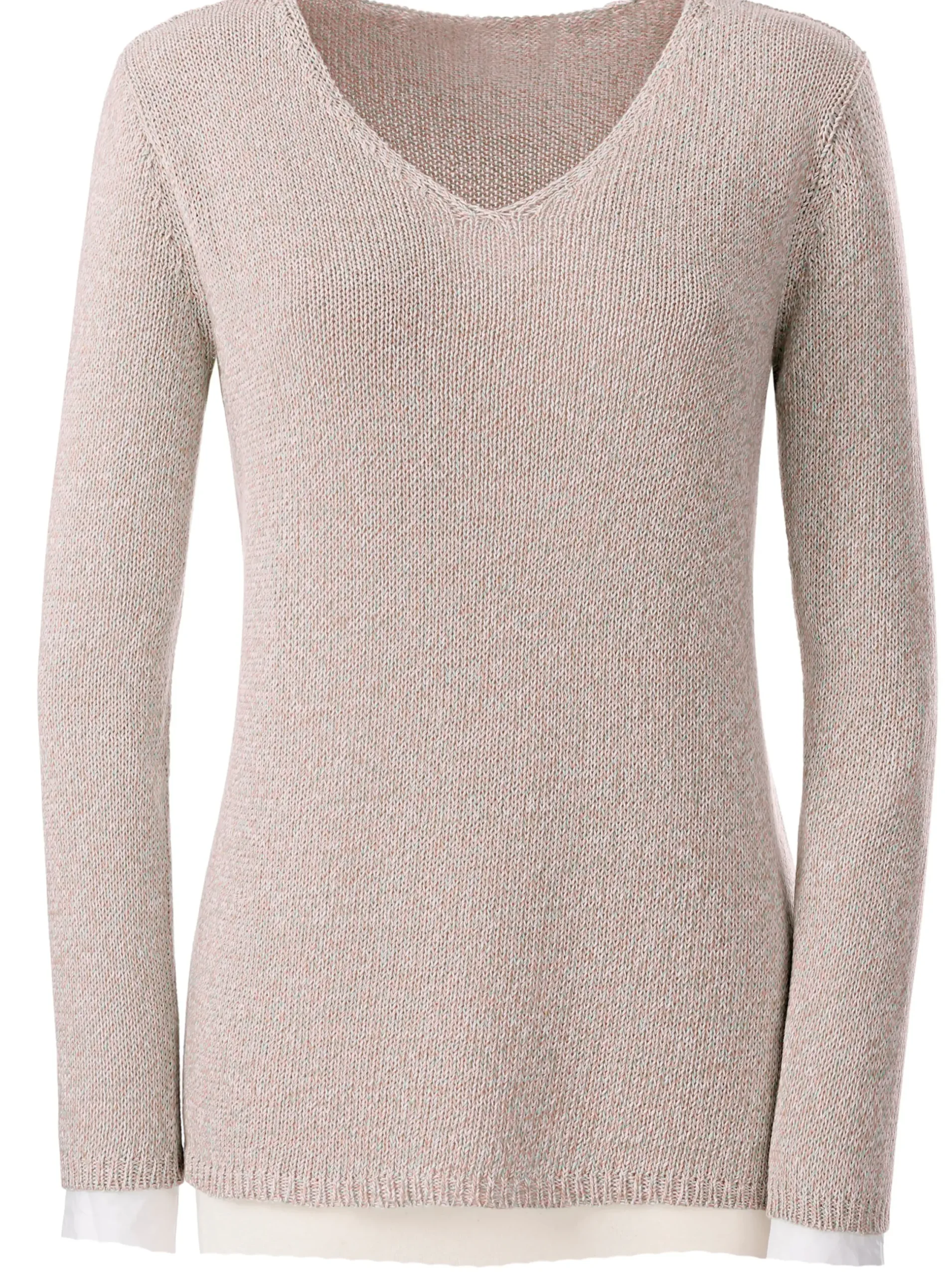 Pullover| Strickpullover aus Melangegarn beige-meliert