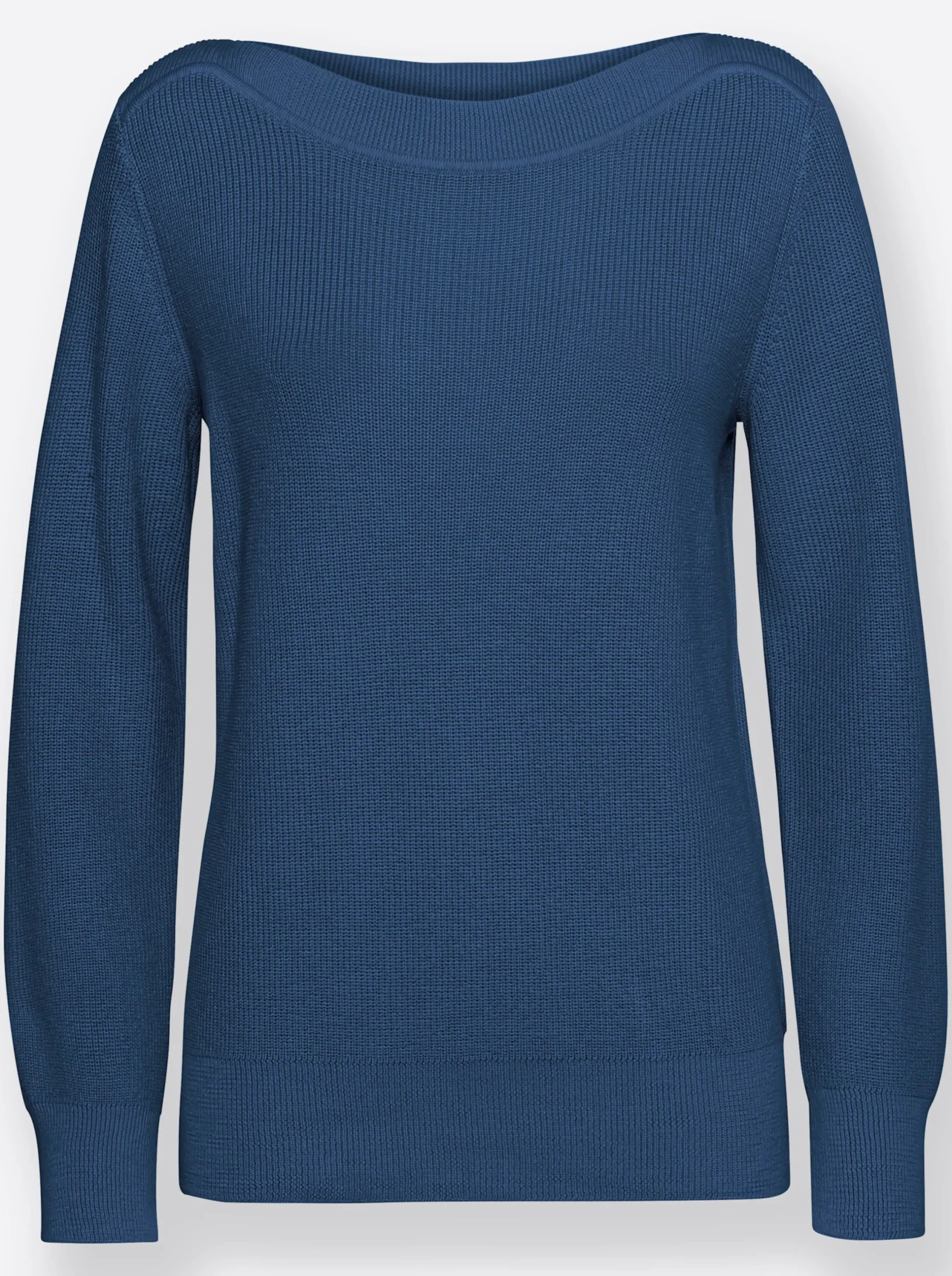 Pullover| Strickpullover in Ripp-Optik jeansblau