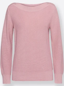 Pullover| Strickpullover in Ripp-Optik hortensie