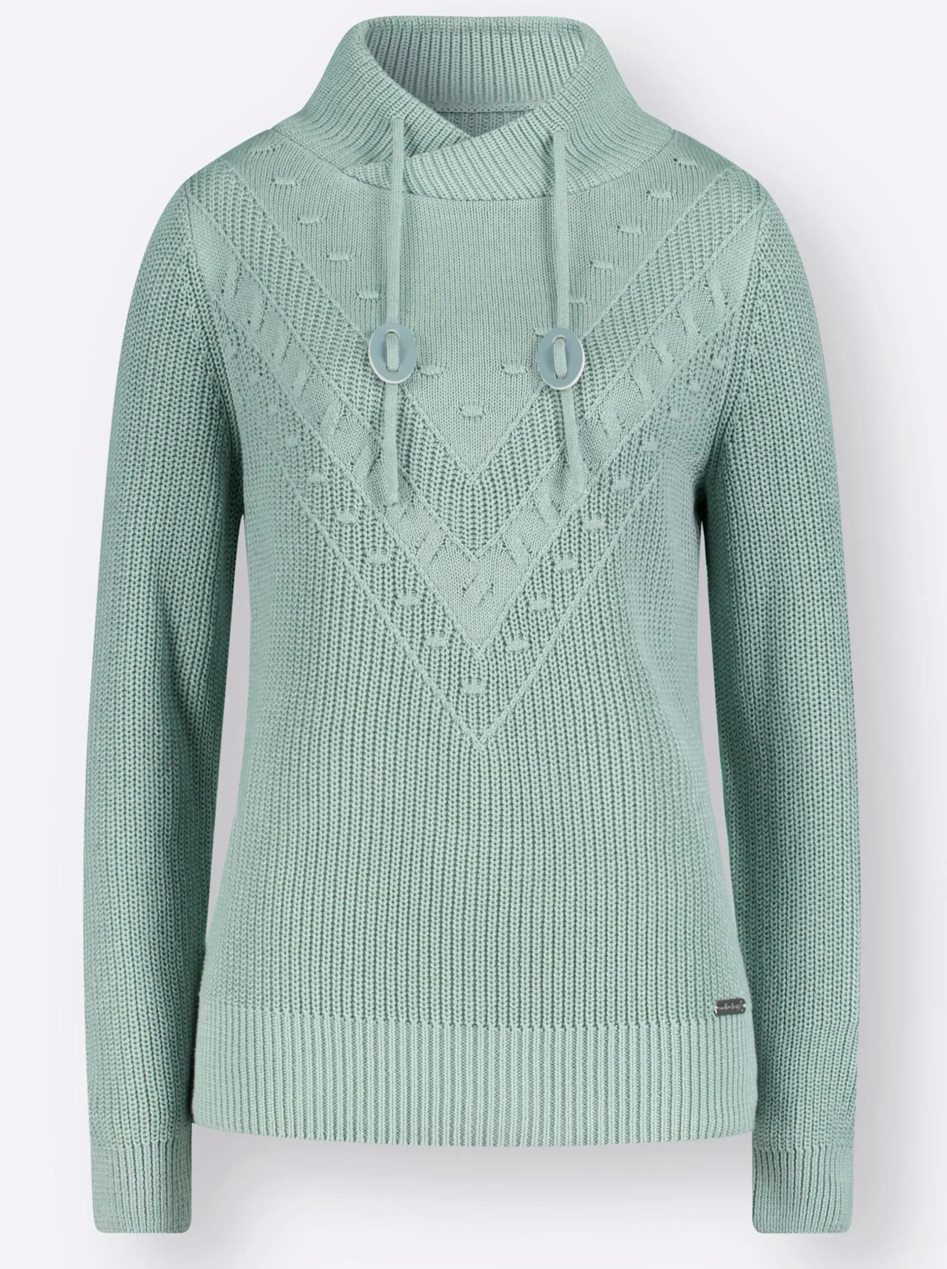 Pullover| Strickpullover mit überlappendem Stehkragen kalkmint