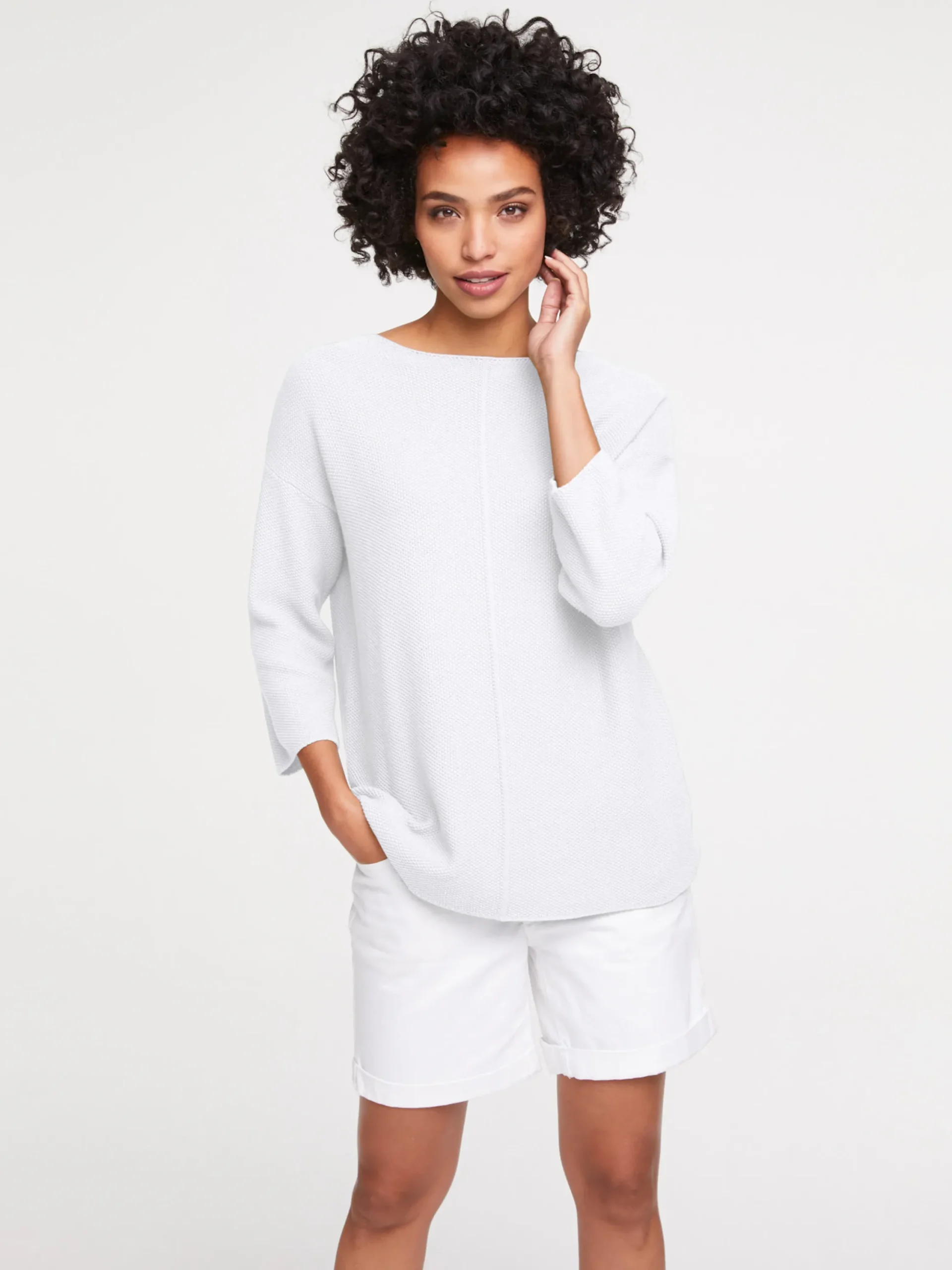 Strandmode|Pullover|heine Strickpullover mit Effekt-Strick weiß