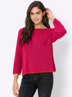 Pullover|heine Strickpullover mit 3/4-Ärmeln pink