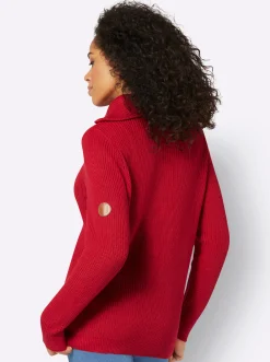 Pullover| Strickpullover mit Troyerkragen rot