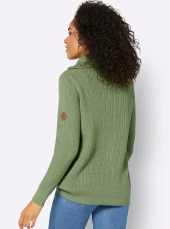 Pullover| Strickpullover mit Troyerkragen eucalyptus