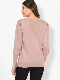 Pullover| Strickpullover mit U-Boot-Ausschnitt puder