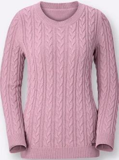 Basics| Strickpullover mit Zopfmuster altrosé