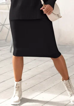 Strandmode|Röcke|LASCANA Strickrock schwarz