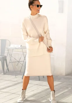 Strandmode|Röcke|LASCANA Strickrock hellbeige