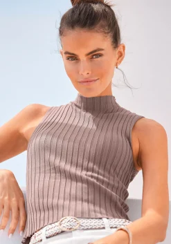 Strandmode|Shirts|LASCANA Stricktop taupe