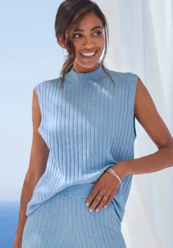 Shirts| Stricktop blau-meliert
