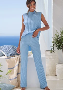 Shirts| Stricktop blau-meliert
