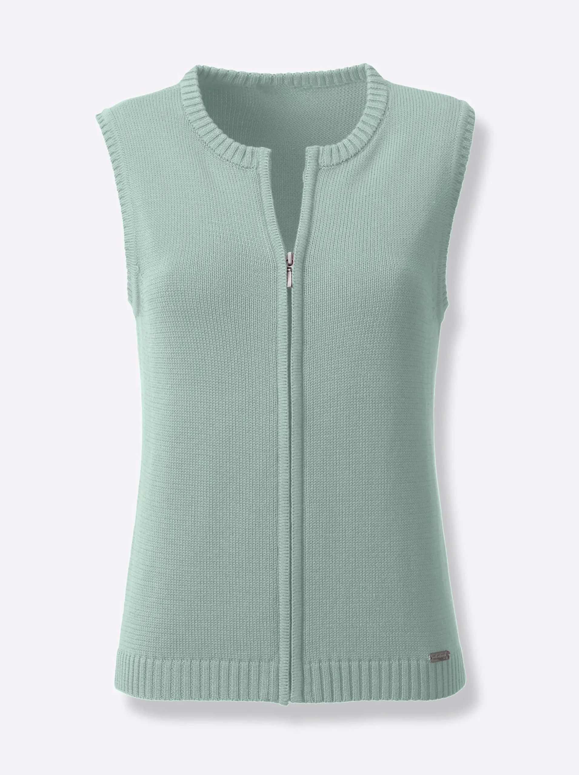 Jacken| Strickweste mit Reißverschluss kalkmint