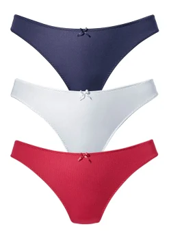 Unterhosen|petite fleur String rot+marine+weiß