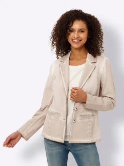 Blazer|heine Sweatblazer mit Ziersteinen beige