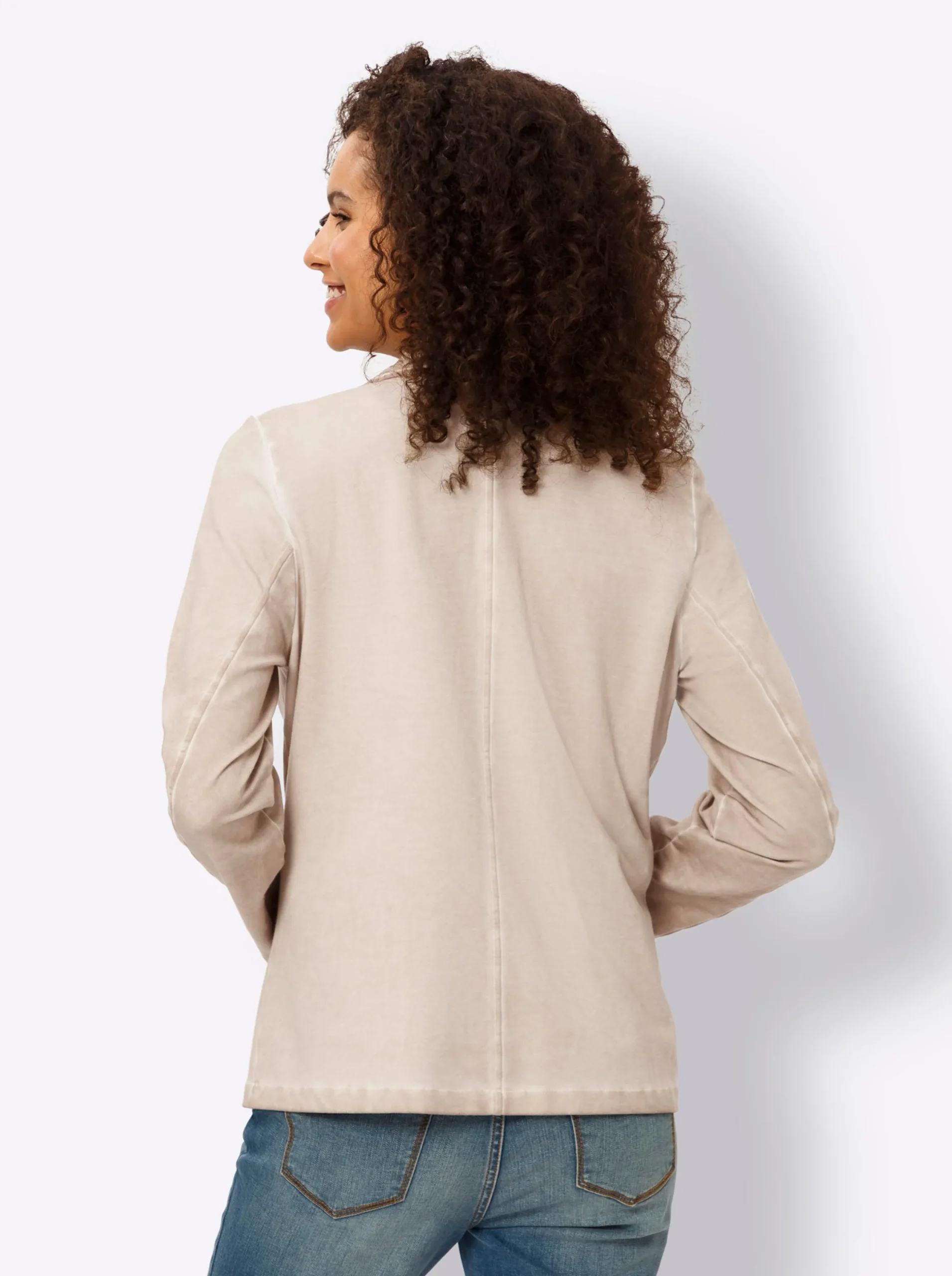 Blazer|heine Sweatblazer mit Ziersteinen beige
