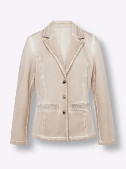 Blazer|heine Sweatblazer mit Ziersteinen beige