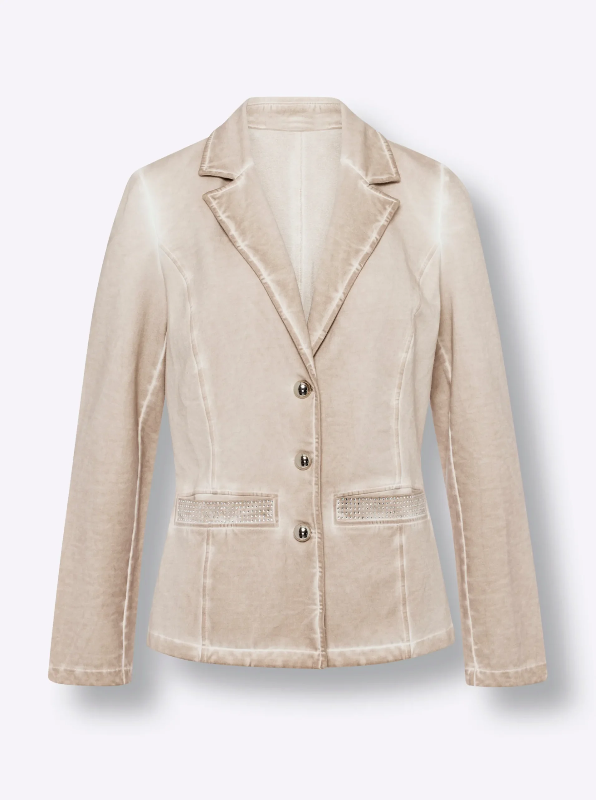 Blazer|heine Sweatblazer mit Ziersteinen beige