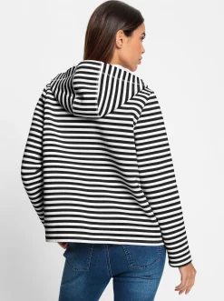 Jacken|heine Sweatjacke schwarz-ecru-geringelt