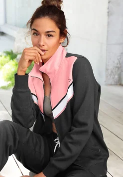 Homewear|Homewear|H.I.S Sweatjacke anthrazit-rosa