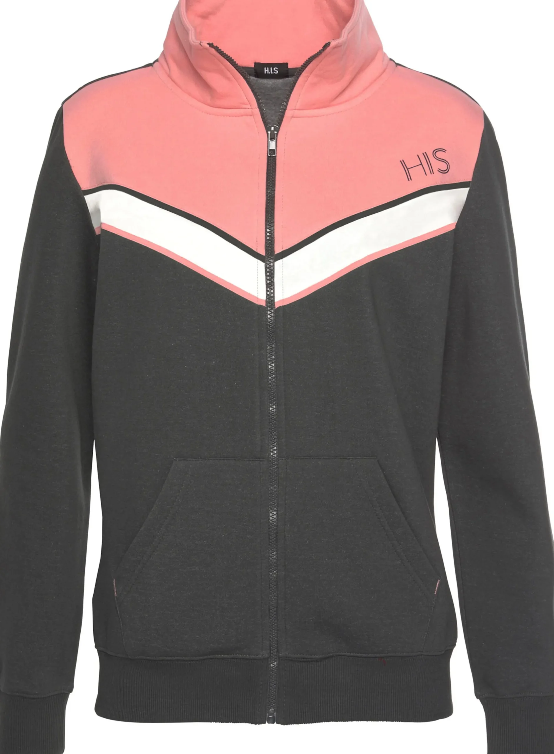 Homewear|Homewear|H.I.S Sweatjacke anthrazit-rosa