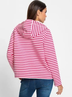 Jacken|heine Sweatjacke pink-ecru-geringelt