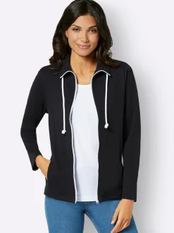 Homewear| Sweatjacke aus Interlock-Jersey, formstabil schwarz