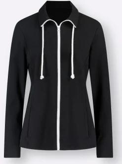 Homewear| Sweatjacke aus Interlock-Jersey, formstabil schwarz